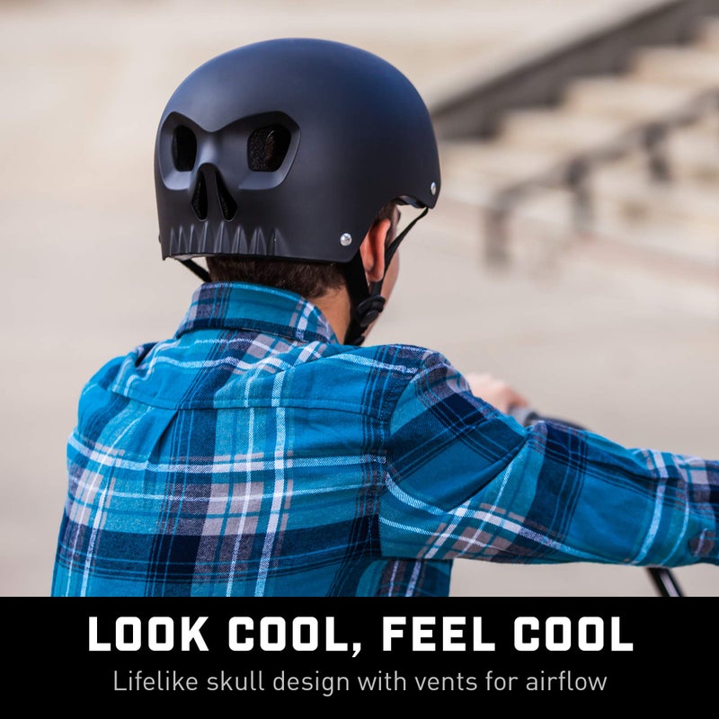 Mongoose Street Hardshell Skull Youth Bike Helmet, Black Medium - Image 2